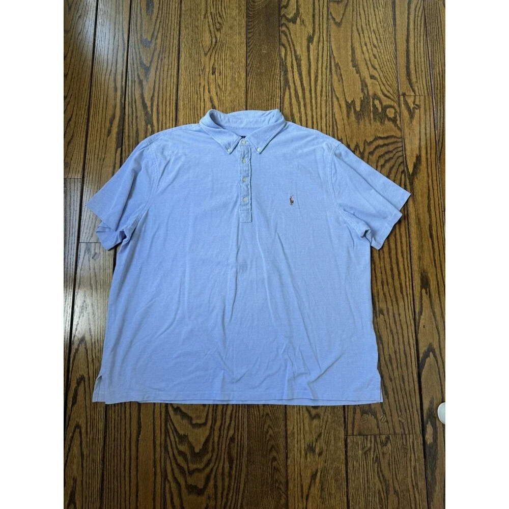 Ralph Lauren Knit Oxford Cotton Polo In Blue, Size 3XB